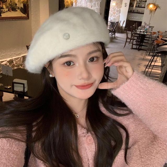 レー帽 防寒 小顔 かわいい カジュアル きれいめ 帽子 秋冬 ニット ホワイト < 女性ファッション  レー帽 防寒 小顔 かわいい カジュアル きれいめ 帽子 秋冬 ニット ホワイト < 女性ファッションの