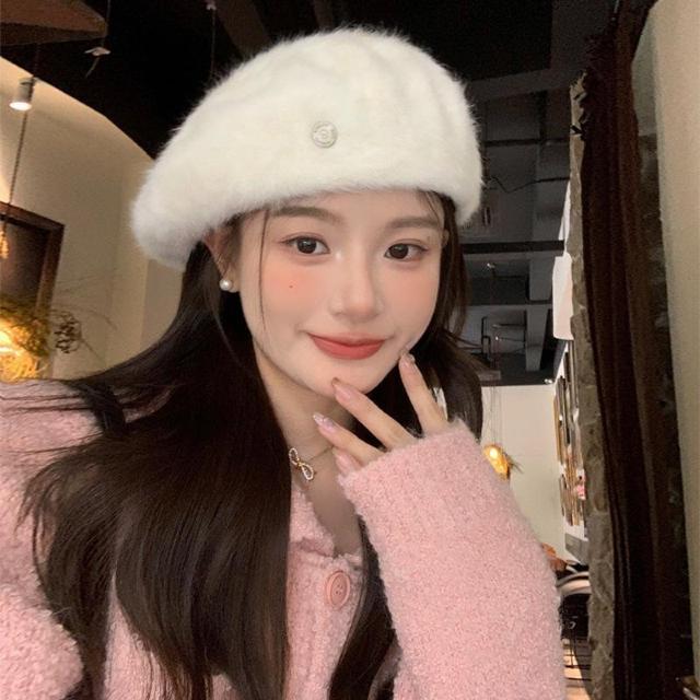 レー帽 防寒 小顔 かわいい カジュアル きれいめ 帽子 秋冬 ニット ホワイト < 女性ファッション  レー帽 防寒 小顔 かわいい カジュアル きれいめ 帽子 秋冬 ニット ホワイト < 女性ファッションの