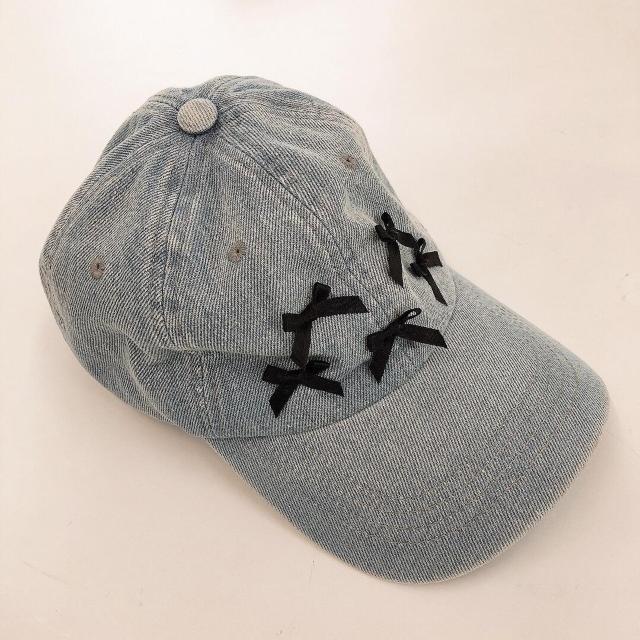 ◆リボン付きキャップ◆ヴィンテージデニム★1回着用のみ美品♪ < 女性ファッション ◆リボン付きキャップ◆ヴィンテージデニム★1回着用のみ美品♪ < 女性ファッションの