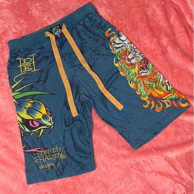 Ed Hardy  ドラゴンプリント ロゴゴールド刺繍 コットン100%ハーフパンツ < ブランド  Ed Hardy  ドラゴンプリント ロゴゴールド刺繍 コットン100%ハーフパンツ  < ブランドの