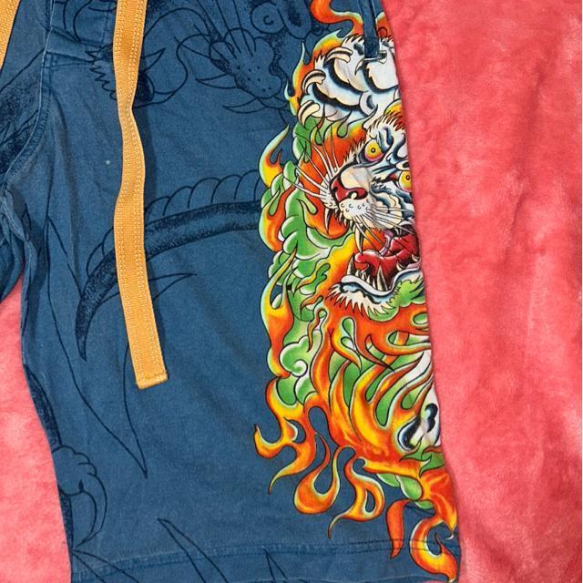 Ed Hardy  ドラゴンプリント ロゴゴールド刺繍 コットン100%ハーフパンツ < ブランド  Ed Hardy  ドラゴンプリント ロゴゴールド刺繍 コットン100%ハーフパンツ < ブランドの