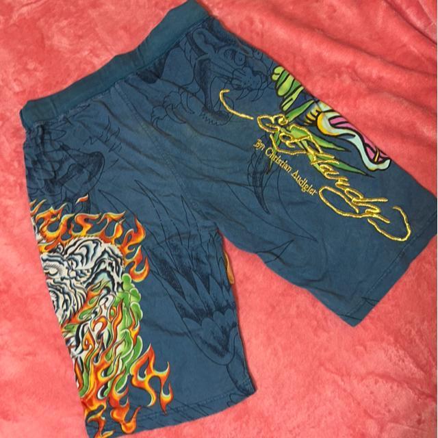 Ed Hardy  ドラゴンプリント ロゴゴールド刺繍 コットン100%ハーフパンツ < ブランド  Ed Hardy  ドラゴンプリント ロゴゴールド刺繍 コットン100%ハーフパンツ < ブランドの
