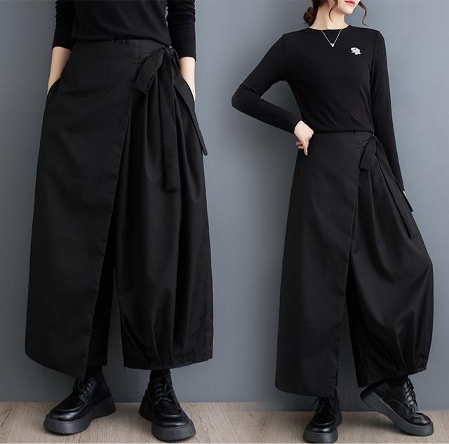 スカート風 ガウチョパンツ 重ね着風 ギャザー付きワイドパンツ 大きいサイズ < 女性ファッション スカート風 ガウチョパンツ 重ね着風 ギャザー付きワイドパンツ 大きいサイズ < 女性ファッションの