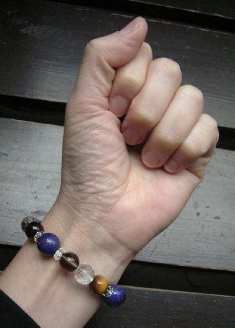 *風水四神*ラピスラズリトxタイガーアイx煙水晶ブレスレット < 女性アクセサリー/時計 *風水四神*ラピスラズリトxタイガーアイx煙水晶ブレスレット < 女性アクセサリー/時計の