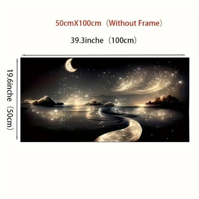 爆ヤス価格890円★夢のような川のキャンバスポスター星が輝く魅惑の夜景、リビングルーム、ベッドルームの壁飾りに50×100cm < インテリア/ライフ  爆ヤス価格890円★夢のような川のキャンバスポスター星が輝く魅惑の夜景、リビングルーム、ベッドルームの壁飾りに50×100cm < インテリア/ライフの