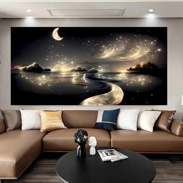 爆ヤス価格890円★夢のような川のキャンバスポスター星が輝く魅惑の夜景、リビングルーム、ベッドルームの壁飾りに50×100cm < インテリア/ライフ  爆ヤス価格890円★夢のような川のキャンバスポスター星が輝く魅惑の夜景、リビングルーム、ベッドルームの壁飾りに50×100cm < インテリア/ライフの