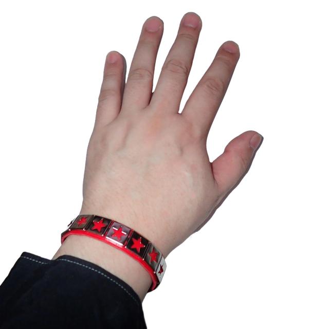 スタッズ 鋲 星 スター 1列 レザーブレスレット ブレスレット アクセサリー バングル リストバンド ロック パンク 赤色 A < 男性アクセサリー/時計 スタッズ 鋲 星 スター 1列 レザーブレスレット ブレスレット アクセサリー バングル リストバンド ロック パンク 赤色 A < 男性アクセサリー/時計の