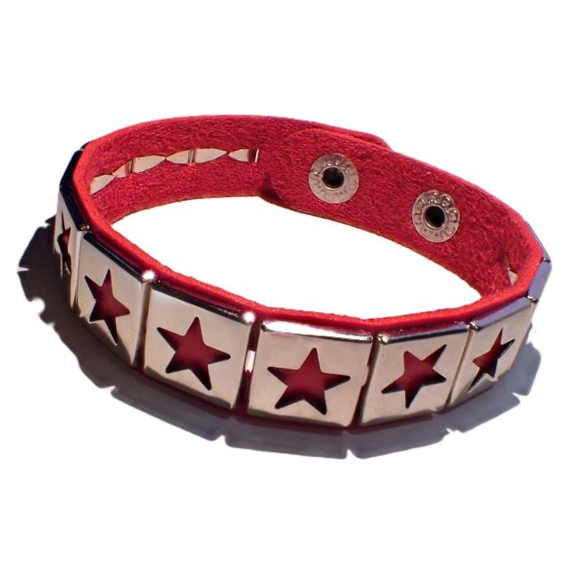 スタッズ 鋲 星 スター 1列 レザーブレスレット ブレスレット アクセサリー バングル リストバンド ロック パンク 赤色 A < 男性アクセサリー/時計 スタッズ 鋲 星 スター 1列 レザーブレスレット ブレスレット アクセサリー バングル リストバンド ロック パンク 赤色 A < 男性アクセサリー/時計の