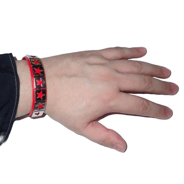 スタッズ 鋲 星 スター 1列 レザーブレスレット ブレスレット アクセサリー バングル リストバンド ロック パンク 赤色 A < 男性アクセサリー/時計 スタッズ 鋲 星 スター 1列 レザーブレスレット ブレスレット アクセサリー バングル リストバンド ロック パンク 赤色 A < 男性アクセサリー/時計の