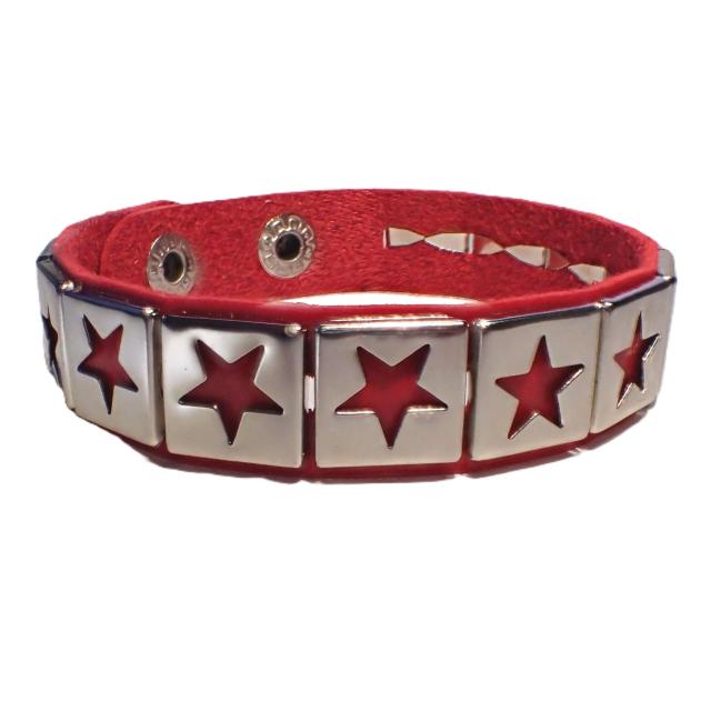 スタッズ 鋲 星 スター 1列 レザーブレスレット ブレスレット アクセサリー バングル リストバンド ロック パンク 赤色 A < 男性アクセサリー/時計 スタッズ 鋲 星 スター 1列 レザーブレスレット ブレスレット アクセサリー バングル リストバンド ロック パンク 赤色 A < 男性アクセサリー/時計の