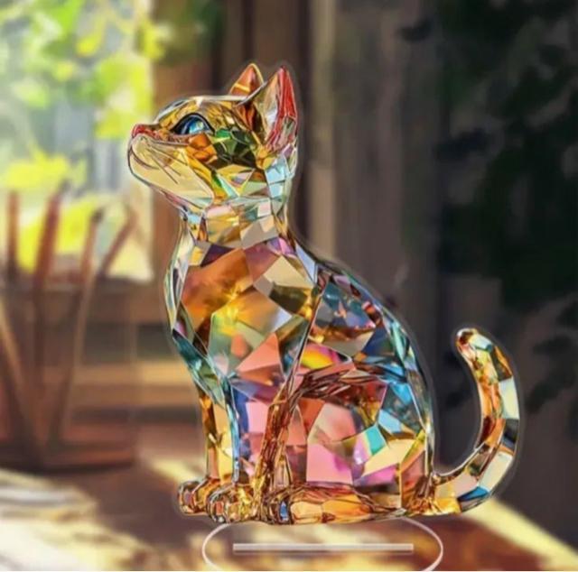 2D フラット クリスタルプリントキャット 猫雑貨 スタンド型 サンキャッチャー 置物 アクリル < ペット/手芸/園芸 2D フラット クリスタルプリントキャット 猫雑貨 スタンド型 サンキャッチャー 置物 アクリル < ペット/手芸/園芸の