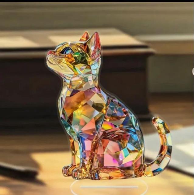 2D フラット クリスタルプリントキャット 猫雑貨 スタンド型 サンキャッチャー 置物 アクリル < ペット/手芸/園芸 2D フラット クリスタルプリントキャット 猫雑貨 スタンド型 サンキャッチャー 置物 アクリル < ペット/手芸/園芸の