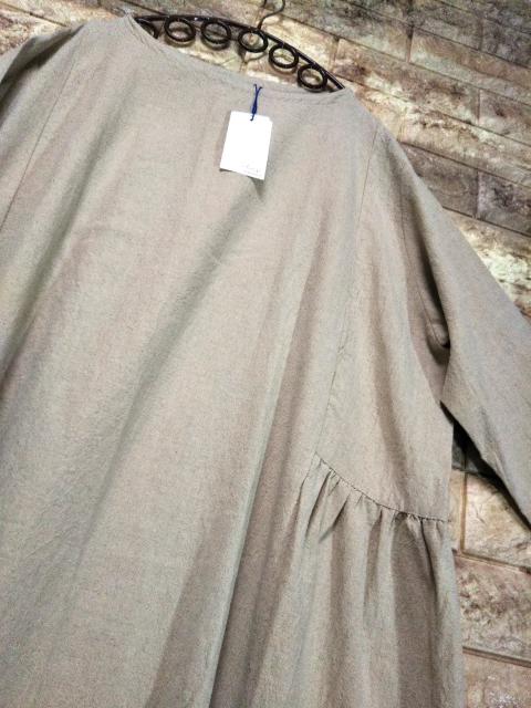 *Cielarge* コットンリネンワッシャー サイドギャザーワンピース 新品 beige < 女性ファッション *Cielarge* コットンリネンワッシャー サイドギャザーワンピース 新品 beige < 女性ファッションの