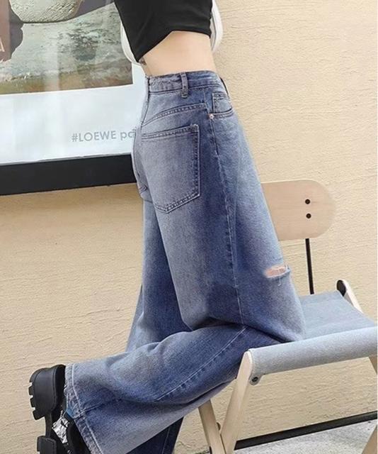 送料無料 新品 デニムワイドパンツ サイドダメージ韓国風 < 女性ファッション  送料無料 新品 デニムワイドパンツ サイドダメージ韓国風 < 女性ファッションの