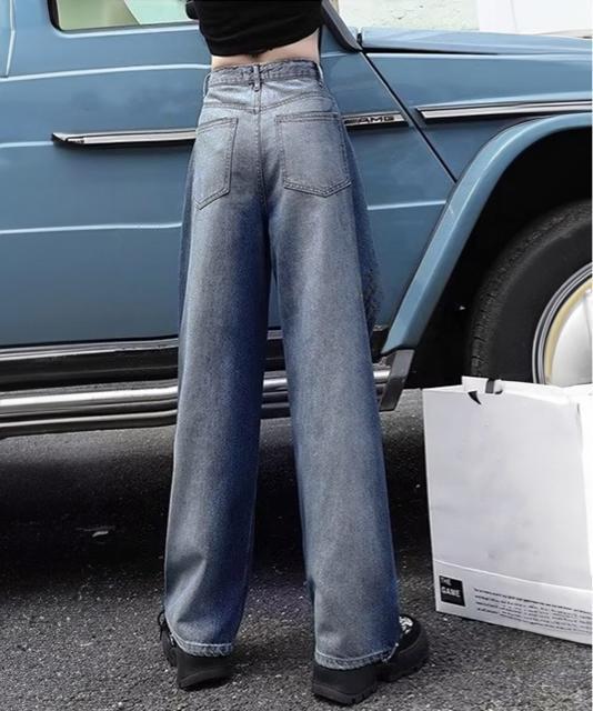 送料無料 新品 デニムワイドパンツ サイドダメージ韓国風 < 女性ファッション  送料無料 新品 デニムワイドパンツ サイドダメージ韓国風 < 女性ファッションの