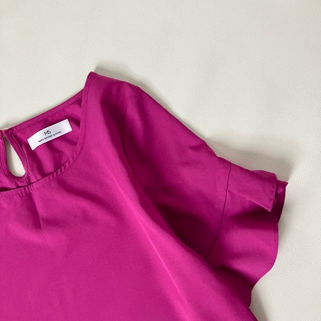 ◆美品◆ミューズ◆袖フリル半袖ブラウス◆マゼンタピンク◆M◆オフィスカジュアル < 女性ファッション  ◆美品◆ミューズ◆袖フリル半袖ブラウス◆マゼンタピンク◆M◆オフィスカジュアル < 女性ファッションの