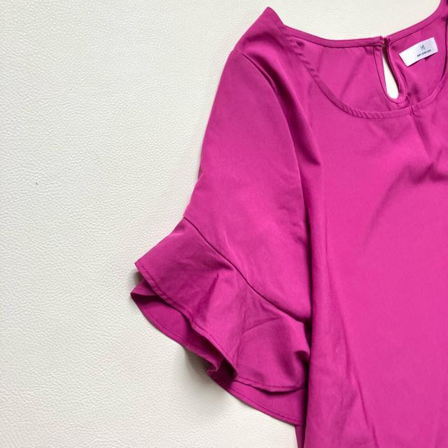 ◆美品◆ミューズ◆袖フリル半袖ブラウス◆マゼンタピンク◆M◆オフィスカジュアル < 女性ファッション  ◆美品◆ミューズ◆袖フリル半袖ブラウス◆マゼンタピンク◆M◆オフィスカジュアル < 女性ファッションの