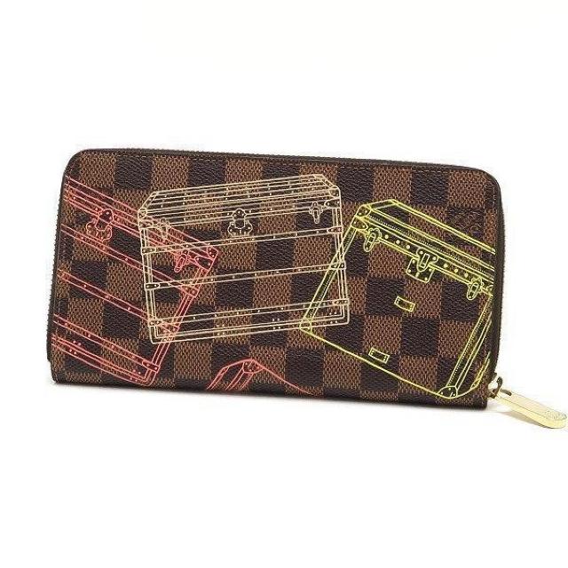 ◆ 本物 新品同様 ◆ LV ルイヴィトン 希少 ダミエ トランク ジッピーウォレット 長財布 内ストライプ 袋 箱 N63026 < ブランド  ◆ 本物 新品同様 ◆ LV ルイヴィトン 希少 ダミエ トランク ジッピーウォレット 長財布 内ストライプ 袋 箱 N63026 < ブランドの