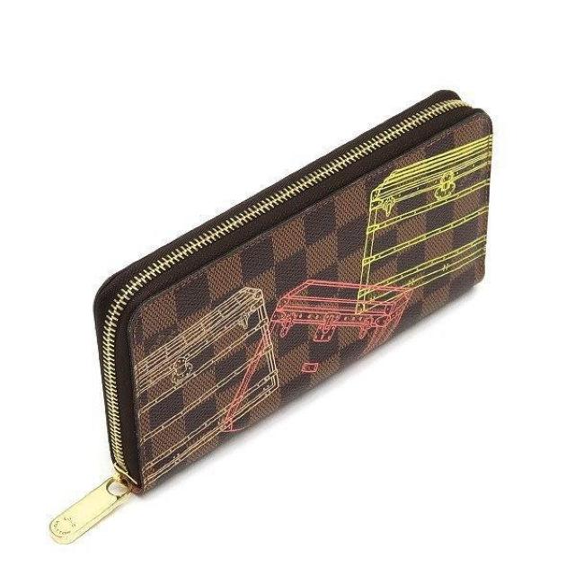 ◆ 本物 新品同様 ◆ LV ルイヴィトン 希少 ダミエ トランク ジッピーウォレット 長財布 内ストライプ 袋 箱 N63026 < ブランド  ◆ 本物 新品同様 ◆ LV ルイヴィトン 希少 ダミエ トランク ジッピーウォレット 長財布 内ストライプ 袋 箱 N63026 < ブランドの
