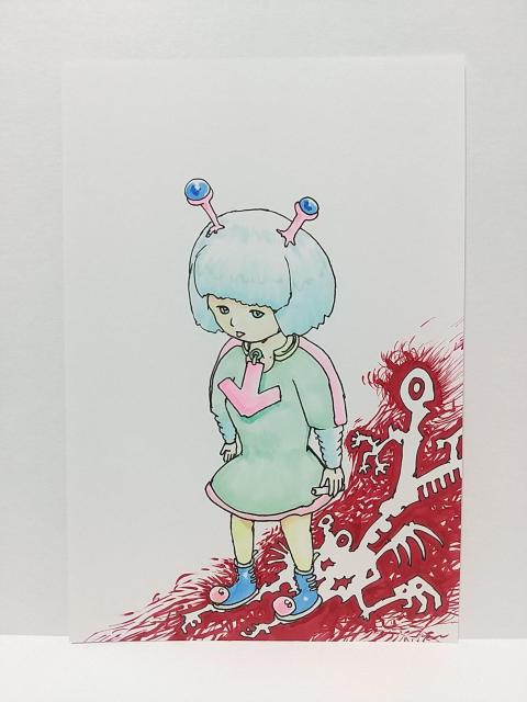 オリジナルイラスト 手描きイラスト E GIRL ハンドメイド 絵 アート 原画 女の子 アナログ 自作 インテリア コピック < アニメ/コミック/キャラクター  オリジナルイラスト 手描きイラスト E GIRL ハンドメイド 絵 アート 原画 女の子 アナログ 自作 インテリア コピック  < アニメ/コミック/キャラクターの