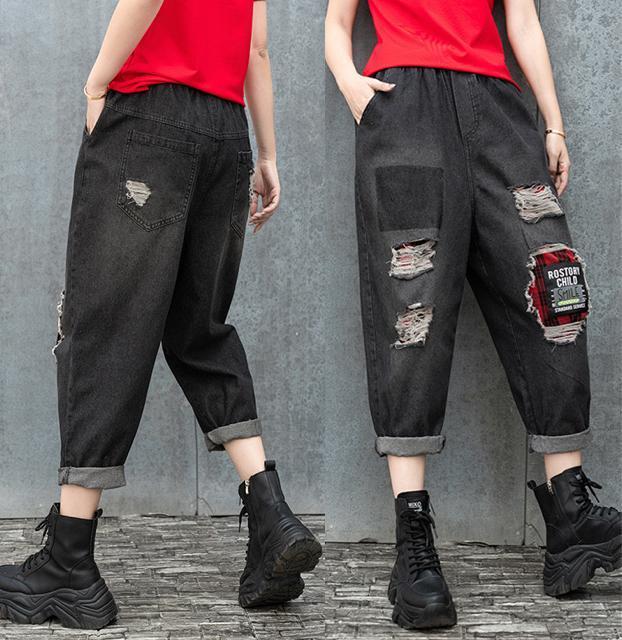 ワイドパンツ デニムパンツ ダメージ入り 7分丈 大きいサイズ < 女性ファッション  ワイドパンツ デニムパンツ ダメージ入り 7分丈 大きいサイズ  < 女性ファッションの
