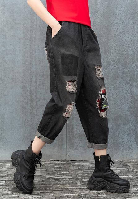 ワイドパンツ デニムパンツ ダメージ入り 7分丈 大きいサイズ < 女性ファッション  ワイドパンツ デニムパンツ ダメージ入り 7分丈 大きいサイズ < 女性ファッションの