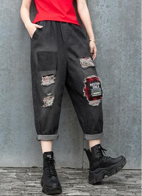 ワイドパンツ デニムパンツ ダメージ入り 7分丈 大きいサイズ < 女性ファッション  ワイドパンツ デニムパンツ ダメージ入り 7分丈 大きいサイズ < 女性ファッションの