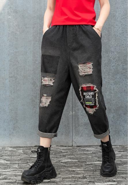 ワイドパンツ デニムパンツ ダメージ入り 7分丈 大きいサイズ < 女性ファッション  ワイドパンツ デニムパンツ ダメージ入り 7分丈 大きいサイズ < 女性ファッションの
