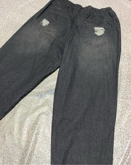 ワイドパンツ デニムパンツ ダメージ入り 7分丈 大きいサイズ < 女性ファッション  ワイドパンツ デニムパンツ ダメージ入り 7分丈 大きいサイズ < 女性ファッションの