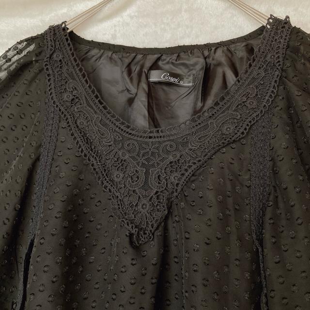 チュニック プルオーバー 半袖 フロッキー ブラック シフォン L トップス N2m < 女性ファッション チュニック プルオーバー 半袖 フロッキー ブラック シフォン L トップス N2m < 女性ファッションの