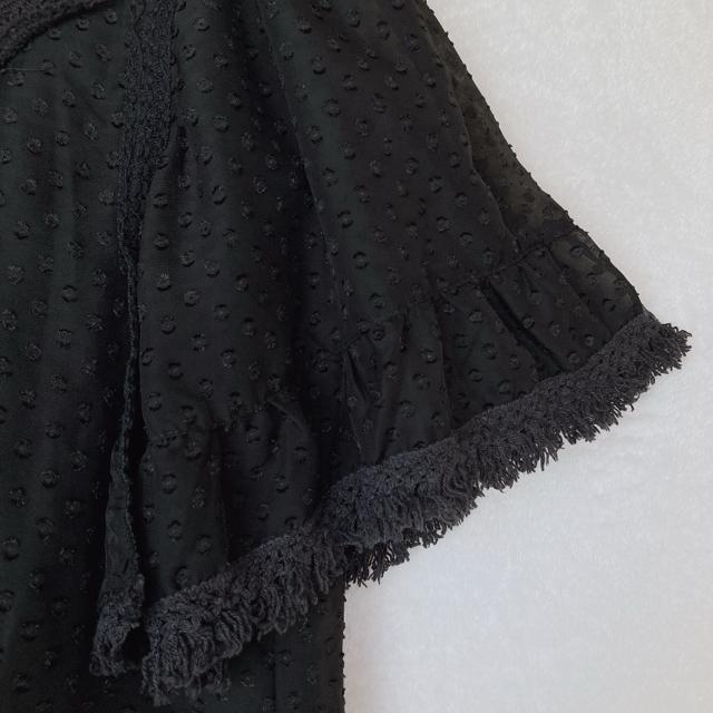 チュニック プルオーバー 半袖 フロッキー ブラック シフォン L トップス N2m < 女性ファッション チュニック プルオーバー 半袖 フロッキー ブラック シフォン L トップス N2m < 女性ファッションの