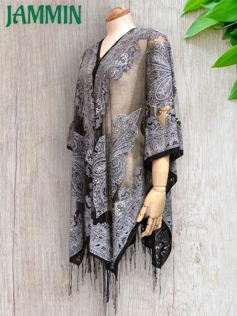 ペーズリー柄レーストップス 黒 衣装 個性派 アジアン エスニック ポンチョ < 女性ファッション ペーズリー柄レーストップス 黒 衣装 個性派 アジアン エスニック ポンチョ < 女性ファッションの