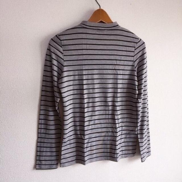 ◆定番ボーダーボトルネックT◆グレー×ブラックM★シンプルコーデ好*秋コーデ♪ < 女性ファッション  ◆定番ボーダーボトルネックT◆グレー×ブラックM★シンプルコーデ好*秋コーデ♪ < 女性ファッションの