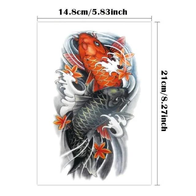 超お買い得590円★タトゥー2枚セット - 鼓舞するメープルリーフ&鯉デザイン、腕、腰、太もも用 |男女兼用ボディアートステッカー < 男性ファッション  超お買い得590円★タトゥー2枚セット - 鼓舞するメープルリーフ&鯉デザイン、腕、腰、太もも用 |男女兼用ボディアートステッカー < 男性ファッションの