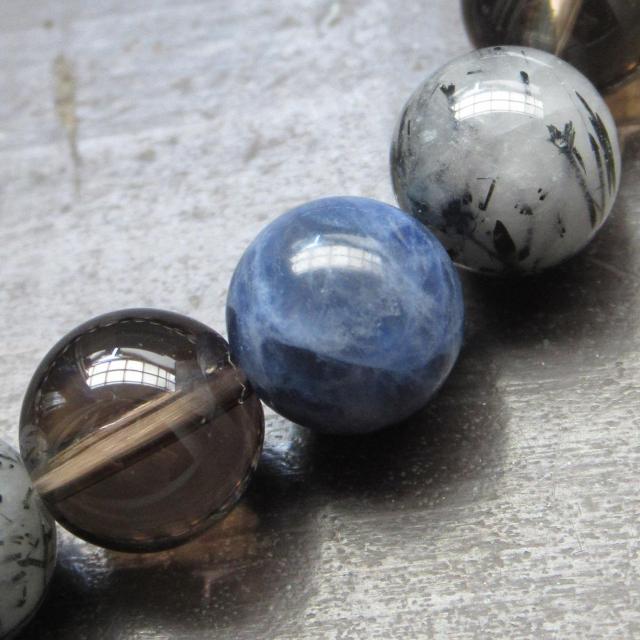 ソーダライトxブラックルチルxスモーキークォーツブレスレット < 男性アクセサリー/時計 ソーダライトxブラックルチルxスモーキークォーツブレスレット < 男性アクセサリー/時計の