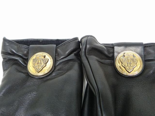 GUCCI グッチ 紋章 クレスト レザー グローブ 手袋 #8 1/2 ブラック<USED>【送料無料】 < ブランド GUCCI グッチ 紋章 クレスト レザー グローブ 手袋 #8 1/2 ブラック<USED>【送料無料】 < ブランドの