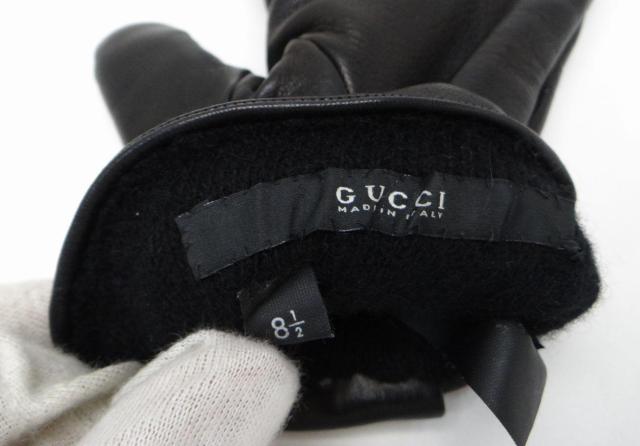 GUCCI グッチ 紋章 クレスト レザー グローブ 手袋 #8 1/2 ブラック<USED>【送料無料】 < ブランド GUCCI グッチ 紋章 クレスト レザー グローブ 手袋 #8 1/2 ブラック<USED>【送料無料】 < ブランドの