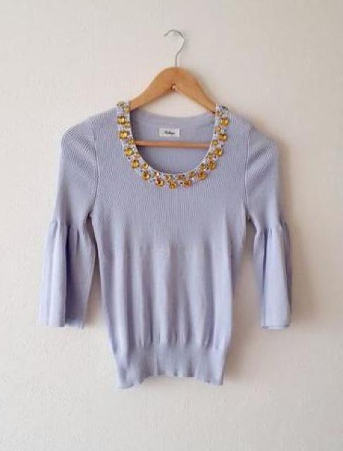 NOLLEY'S ノーリーズ◆デコルテビーズ ラベンダー ストレッチ カットソー ニット◆38サイズ < ブランド  NOLLEY'S ノーリーズ◆デコルテビーズ ラベンダー ストレッチ カットソー ニット◆38サイズ  < ブランドの