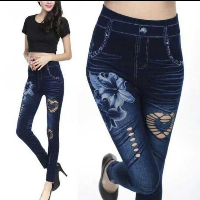 ☆ハート型抜きパンツ☆デニム風レギンス☆新作 < 女性ファッション ☆ハート型抜きパンツ☆デニム風レギンス☆新作 < 女性ファッションの