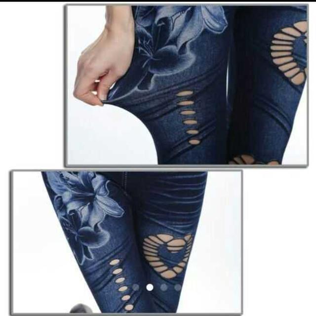 ☆ハート型抜きパンツ☆デニム風レギンス☆新作 < 女性ファッション ☆ハート型抜きパンツ☆デニム風レギンス☆新作 < 女性ファッションの