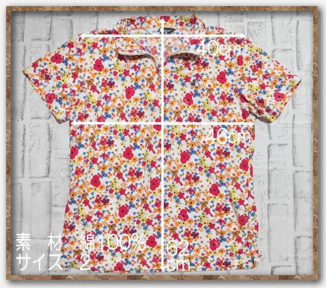 ブラック&ホワイト 刺繍入り花柄ポロシャツ 白 < レジャー/スポーツ ブラック&ホワイト 刺繍入り花柄ポロシャツ 白 < レジャー/スポーツの