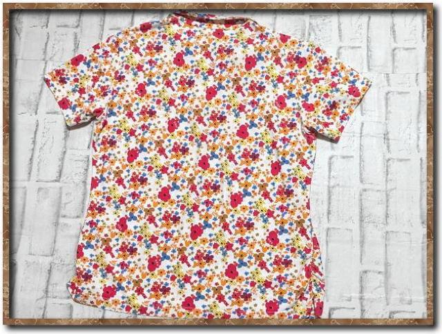 ブラック&ホワイト 刺繍入り花柄ポロシャツ 白 < レジャー/スポーツ ブラック&ホワイト 刺繍入り花柄ポロシャツ 白 < レジャー/スポーツの