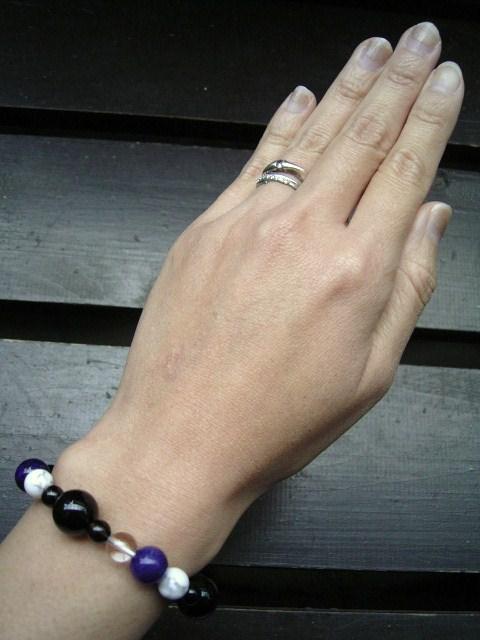 オニキスxラピスラズリx煙水晶xハウライトブレスレット < 男性アクセサリー/時計 オニキスxラピスラズリx煙水晶xハウライトブレスレット < 男性アクセサリー/時計の