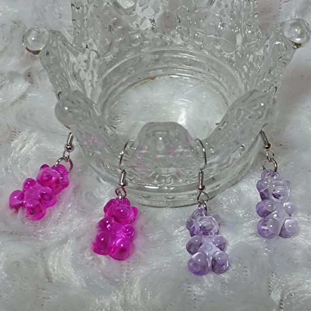 新品★可愛いベアフックピアス/濃いピンク+淡いパープル < 女性アクセサリー/時計  新品★可愛いベアフックピアス/濃いピンク+淡いパープル  < 女性アクセサリー/時計の