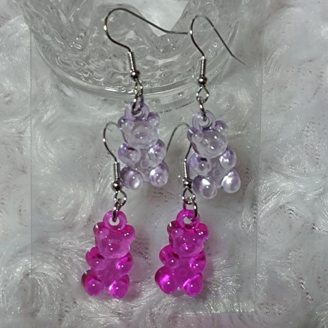 新品★可愛いベアフックピアス/濃いピンク+淡いパープル < 女性アクセサリー/時計  新品★可愛いベアフックピアス/濃いピンク+淡いパープル < 女性アクセサリー/時計の