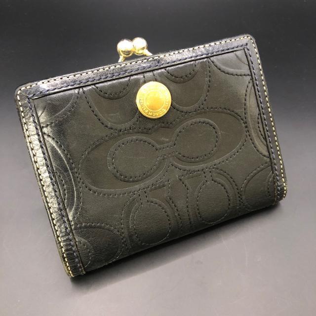 即決 COACH コーチ 二つ折り財布 がま口 ブラック < ブランド  即決 COACH コーチ 二つ折り財布 がま口 ブラック  < ブランドの
