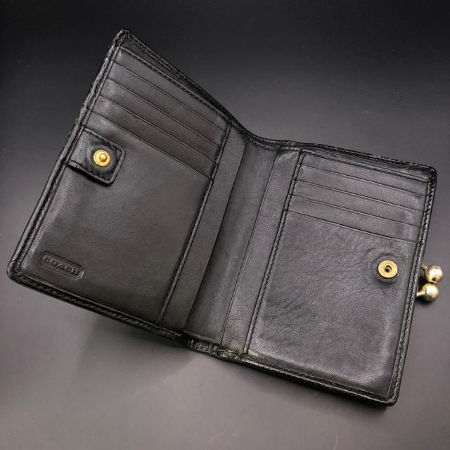 即決 COACH コーチ 二つ折り財布 がま口 ブラック < ブランド  即決 COACH コーチ 二つ折り財布 がま口 ブラック < ブランドの