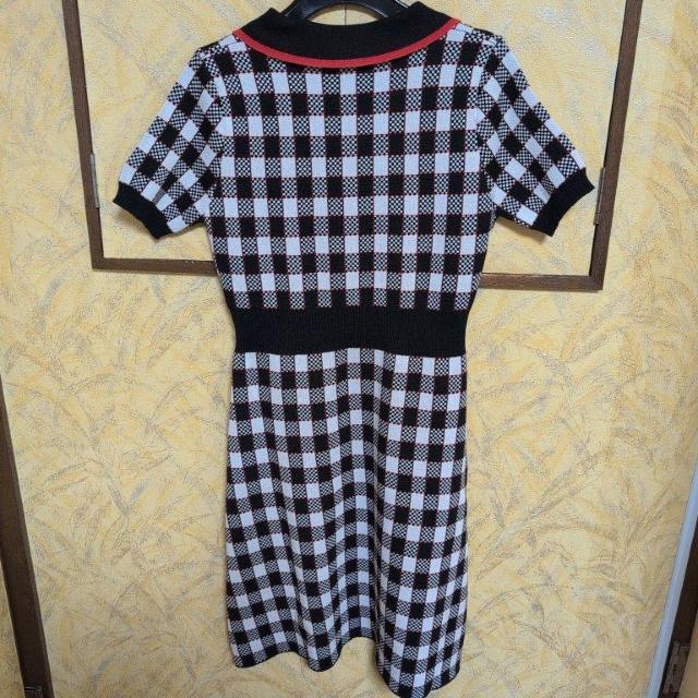 pralines チェック柄 半袖ワンピース ワンピース ニットワンピース < 女性ファッション  pralines チェック柄 半袖ワンピース ワンピース ニットワンピース < 女性ファッションの