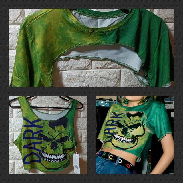 ROMWE★新品★スカル絞り染めタンク+スーパークロップトップセット < 女性ファッション  ROMWE★新品★スカル絞り染めタンク+スーパークロップトップセット < 女性ファッションの