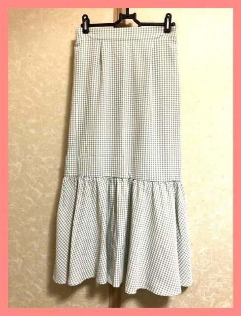 ☆新品☆大人カジュアル♪ギンガムチェック裾フリルフレアロングスカートL☆ < 女性ファッション ☆新品☆大人カジュアル♪ギンガムチェック裾フリルフレアロングスカートL☆ < 女性ファッションの